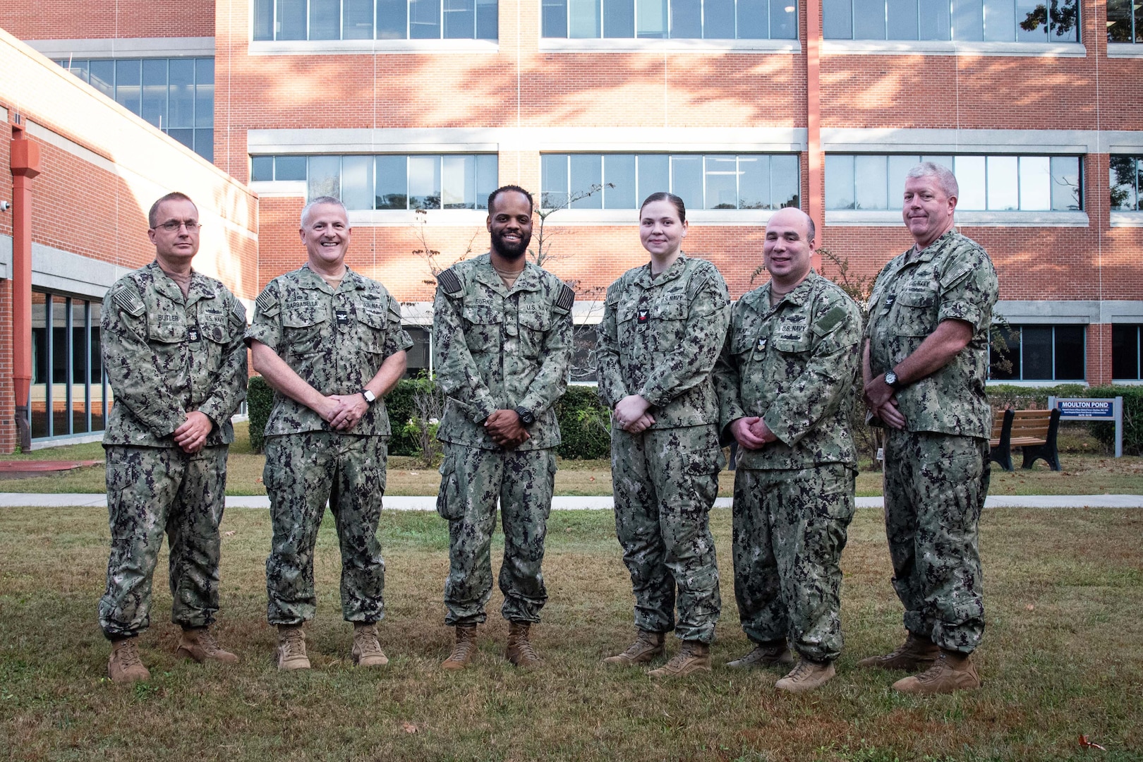 Sailors recognized with "Of the Quarter" honors were, from left to right, Hospitalman Geovanne Burke as Bluejacket of the Quarter, Hospital Corpsman Second Class Holly Bew as Sailor of the Quarter, Hospital Corpsman First Class Robert Pilat as Senior Sailor of the Quarter and Hospital Corpsman Third Class Cynthia Filpo Cepeda as Junior Sailor of the Quarter. (not pictured)