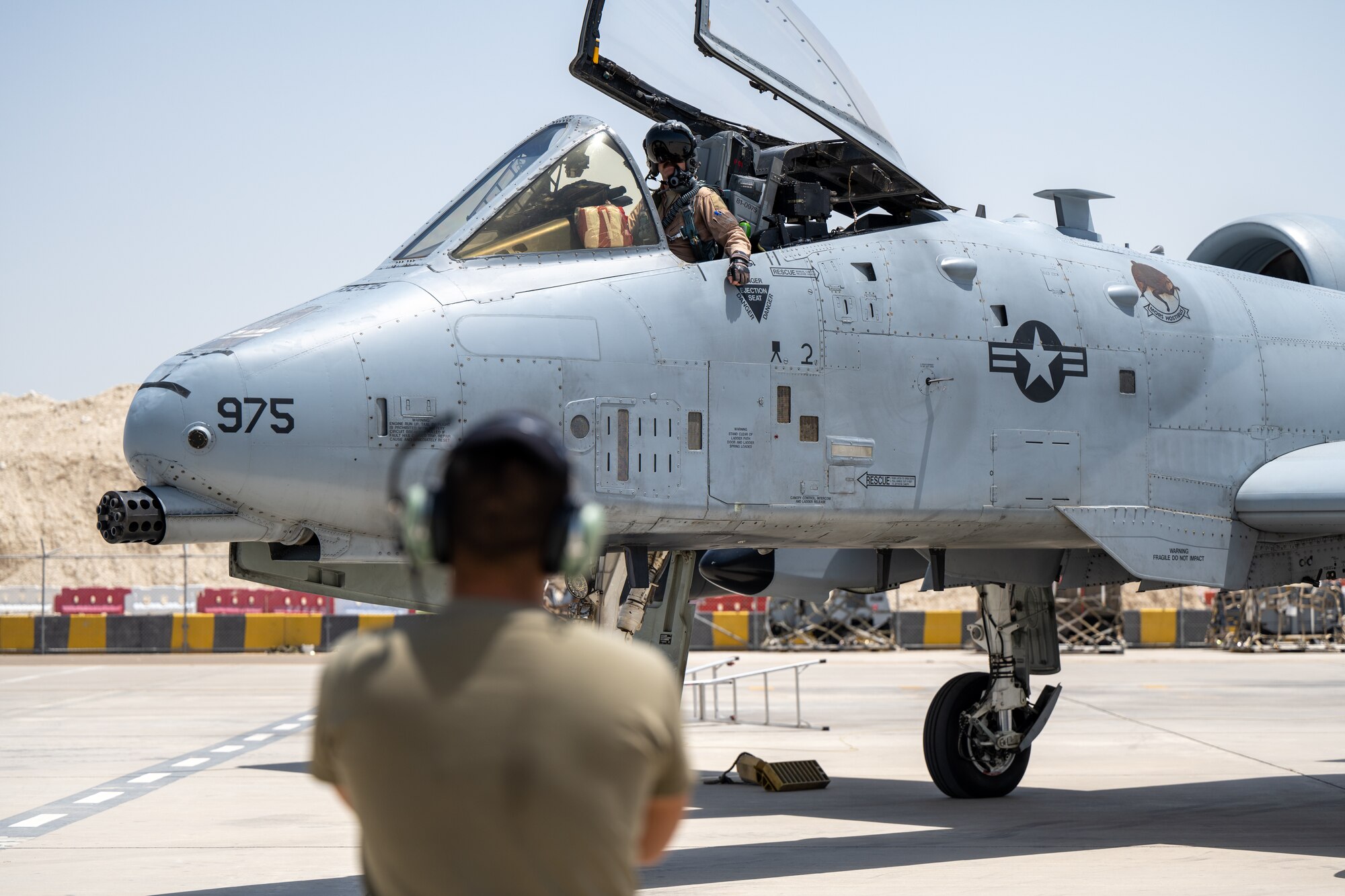 U.S. Air Force A-10 Thunderbolt IIs from the 104th Fighter Squadron, assigned to the Maryland Air National Guard, as well as support personnel participate in Desert Flag 2024, May 9, 2024.
