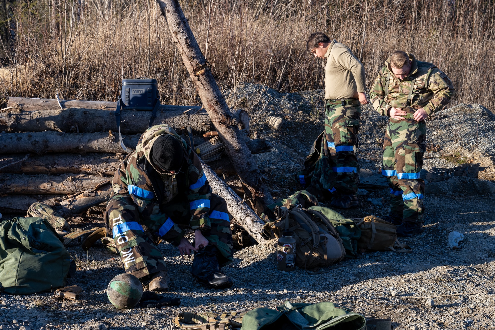 Exercise POLAR FORCE, though historically used to test JBER’s ability to deploy and receive personnel, also included significant Agile Combat Employment with PF 25-2, where a mock hub and three spoke locations allowed Airmen to refine contingency tactics, techniques and procedures. Select 673d Air Base Wing and 3rd Wing personnel came together to form the 3rd Air Expeditionary Wing as part of PF 25-2, testing and training Base Operations Support personnel and their ability to receive and launch F-22 Raptor aircraft in austere locations.