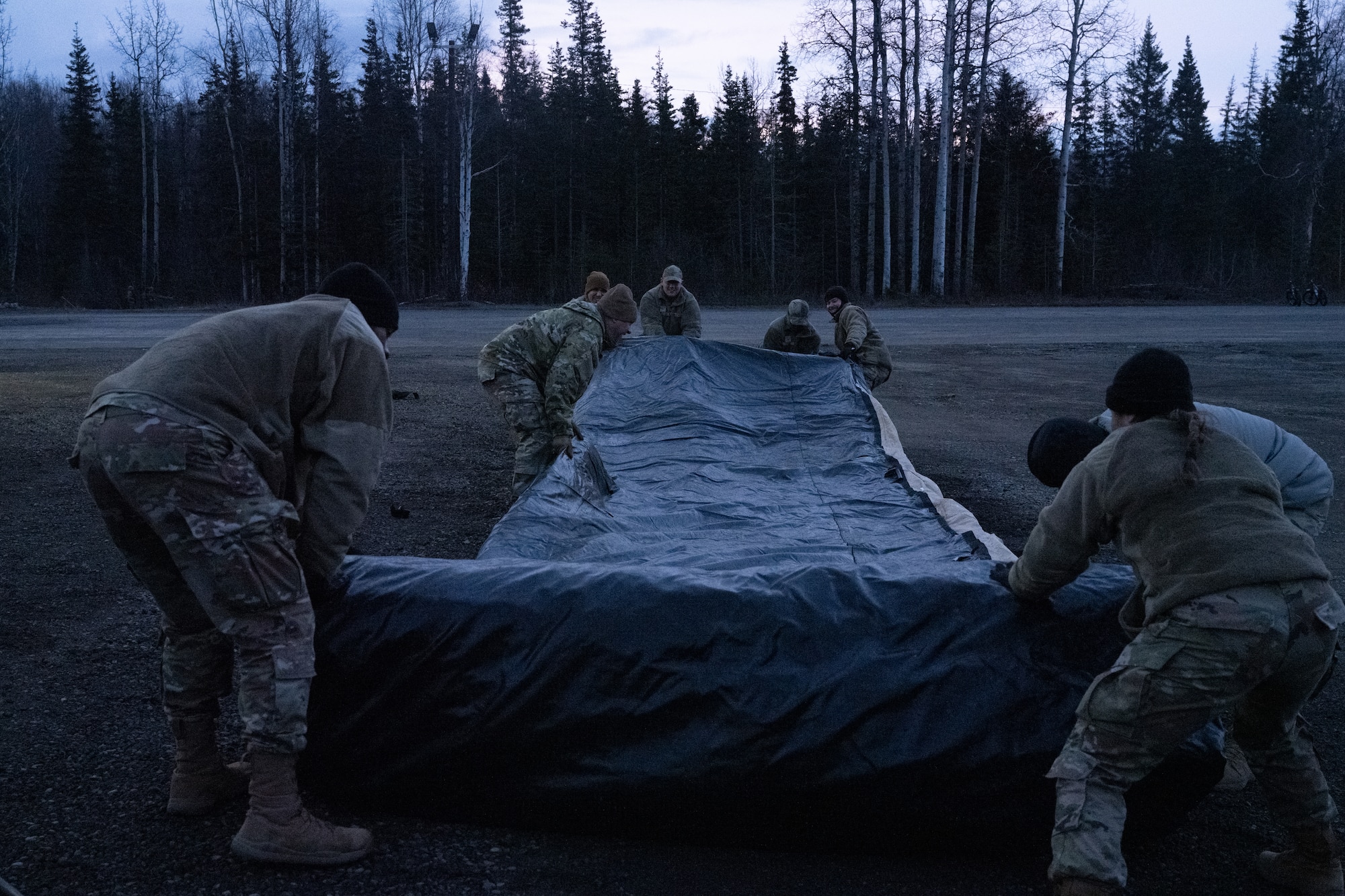 Exercise POLAR FORCE, though historically used to test JBER’s ability to deploy and receive personnel, also included significant Agile Combat Employment with PF 25-2, where a mock hub and three spoke locations allowed Airmen to refine contingency tactics, techniques and procedures. Select 673d Air Base Wing and 3rd Wing personnel came together to form the 3rd Air Expeditionary Wing as part of PF 25-2, testing and training Base Operations Support personnel and their ability to receive and launch F-22 Raptor aircraft in austere locations.