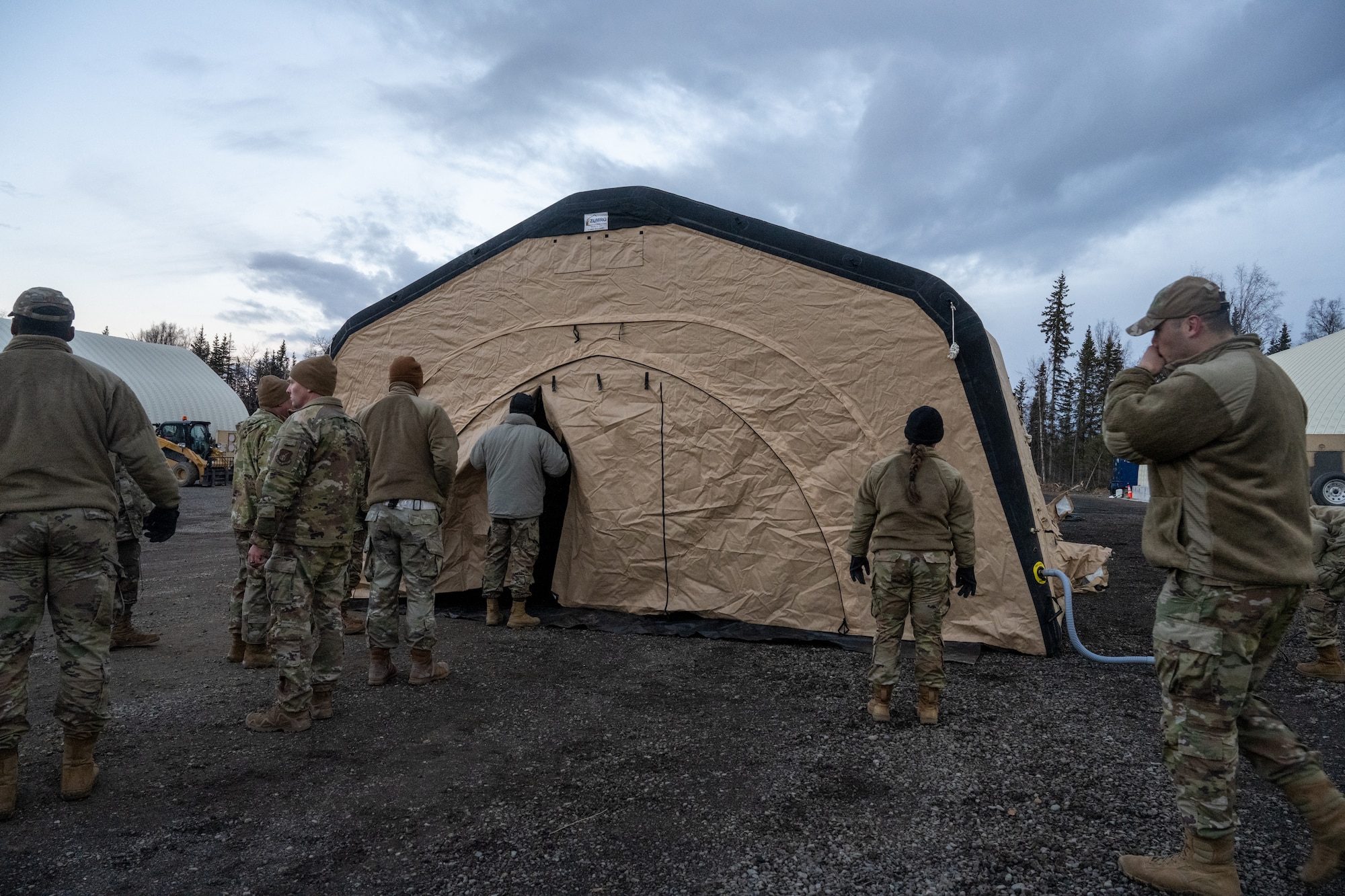 Exercise POLAR FORCE, though historically used to test JBER’s ability to deploy and receive personnel, also included significant Agile Combat Employment with PF 25-2, where a mock hub and three spoke locations allowed Airmen to refine contingency tactics, techniques and procedures. Select 673d Air Base Wing and 3rd Wing personnel came together to form the 3rd Air Expeditionary Wing as part of PF 25-2, testing and training Base Operations Support personnel and their ability to receive and launch F-22 Raptor aircraft in austere locations.