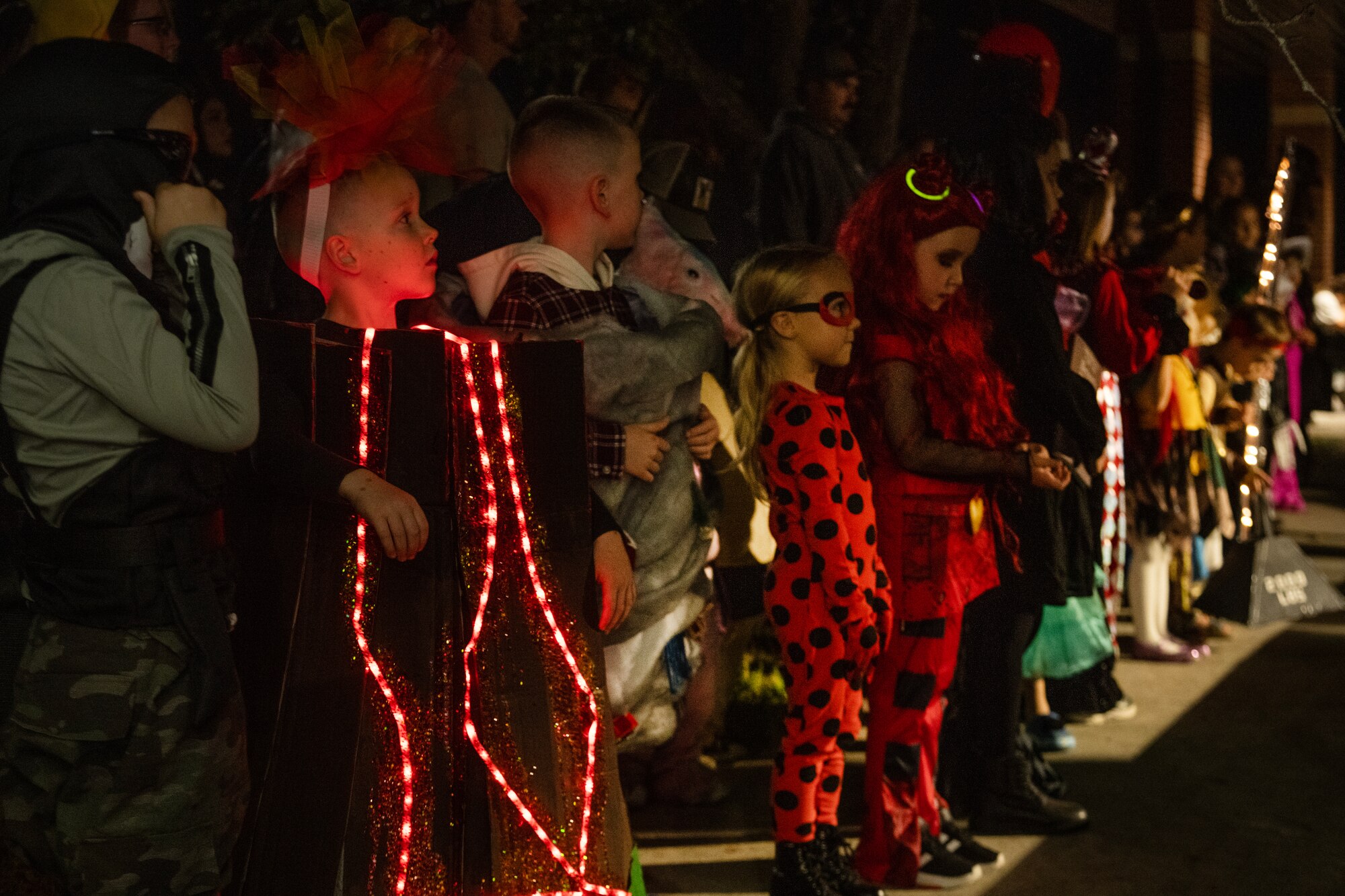 Children participate in a costume contest during the Halloween Spooktacular and Lead Wing Celebration at Seymour Johnson Air Force Base.