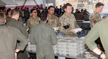 U.S. Airmen from multiple maintenance units, are given barbecue at Nellis Air Force Base, Nevada, Oct. 28, 2024.