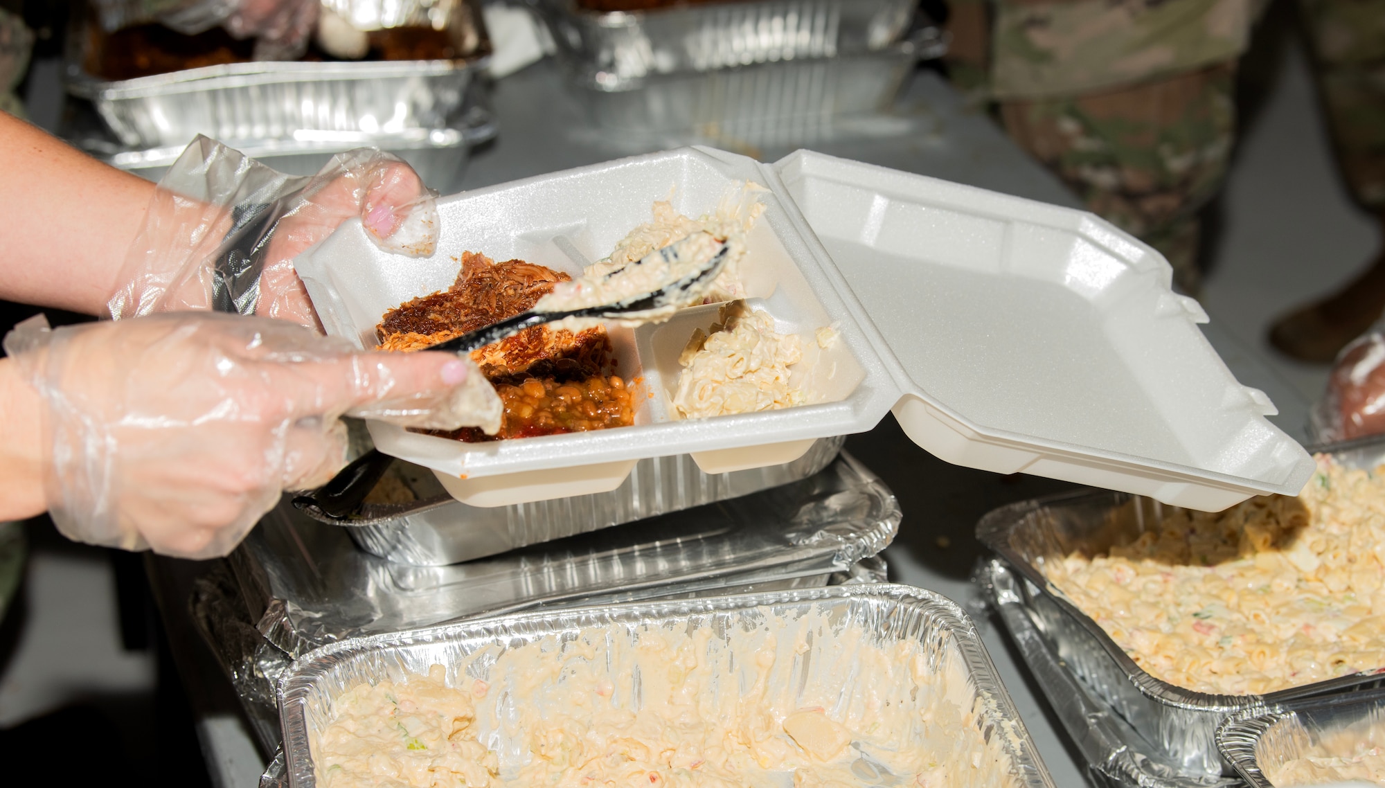 Barbecue is served to maintenance Airmen assigned to multiple units at Nellis Air Force Base, Nevada, Oct. 28, 2024.