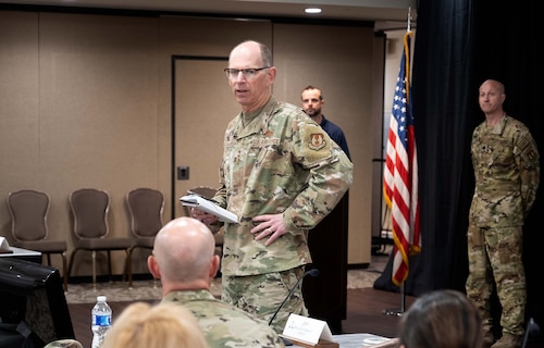 Gen. Richardson speaks to Airmen.