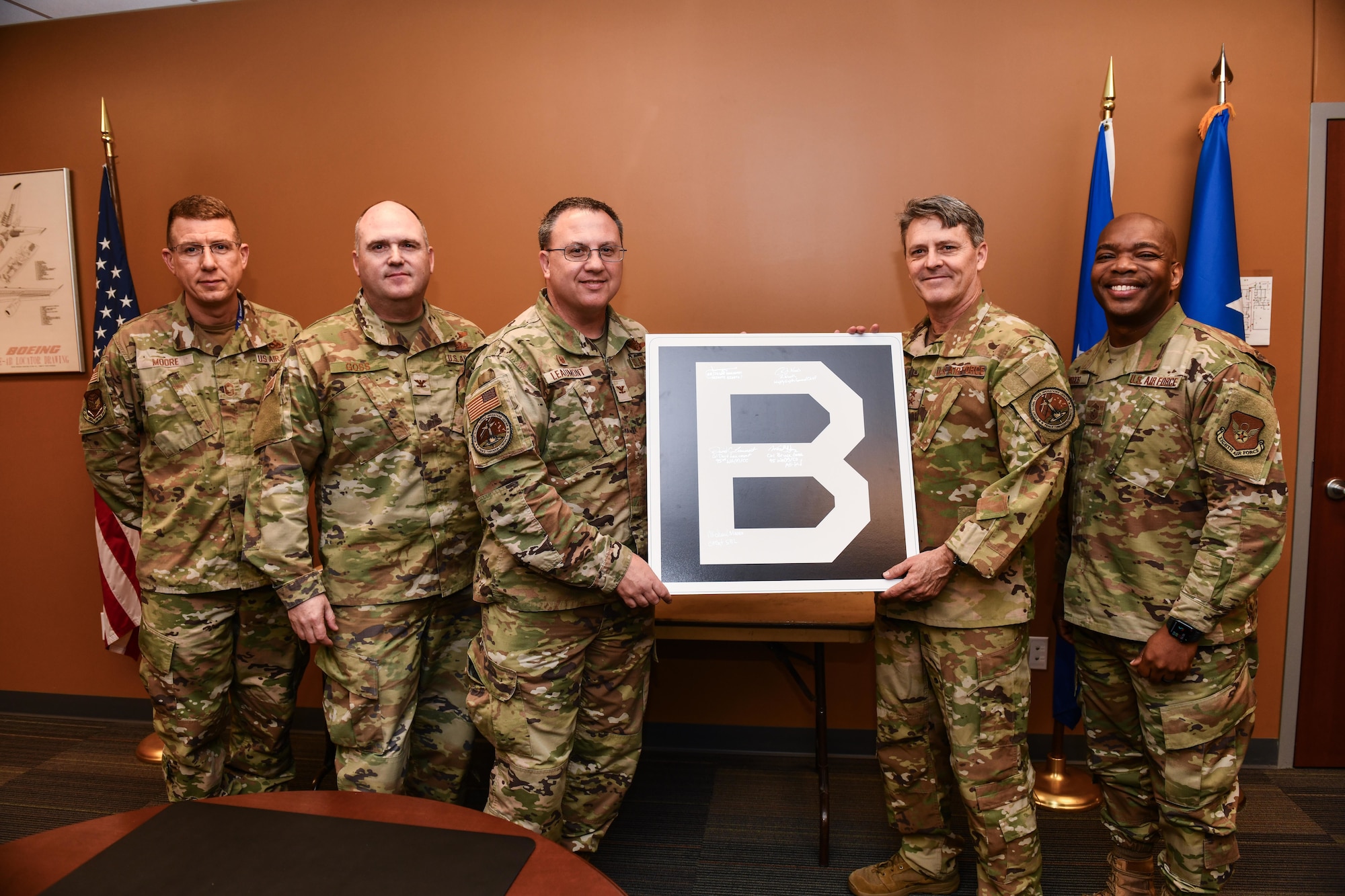 Group photo with 8th Air Force and Joint-Global Strike Operations Center and 95th Wing (Provisional) leadership