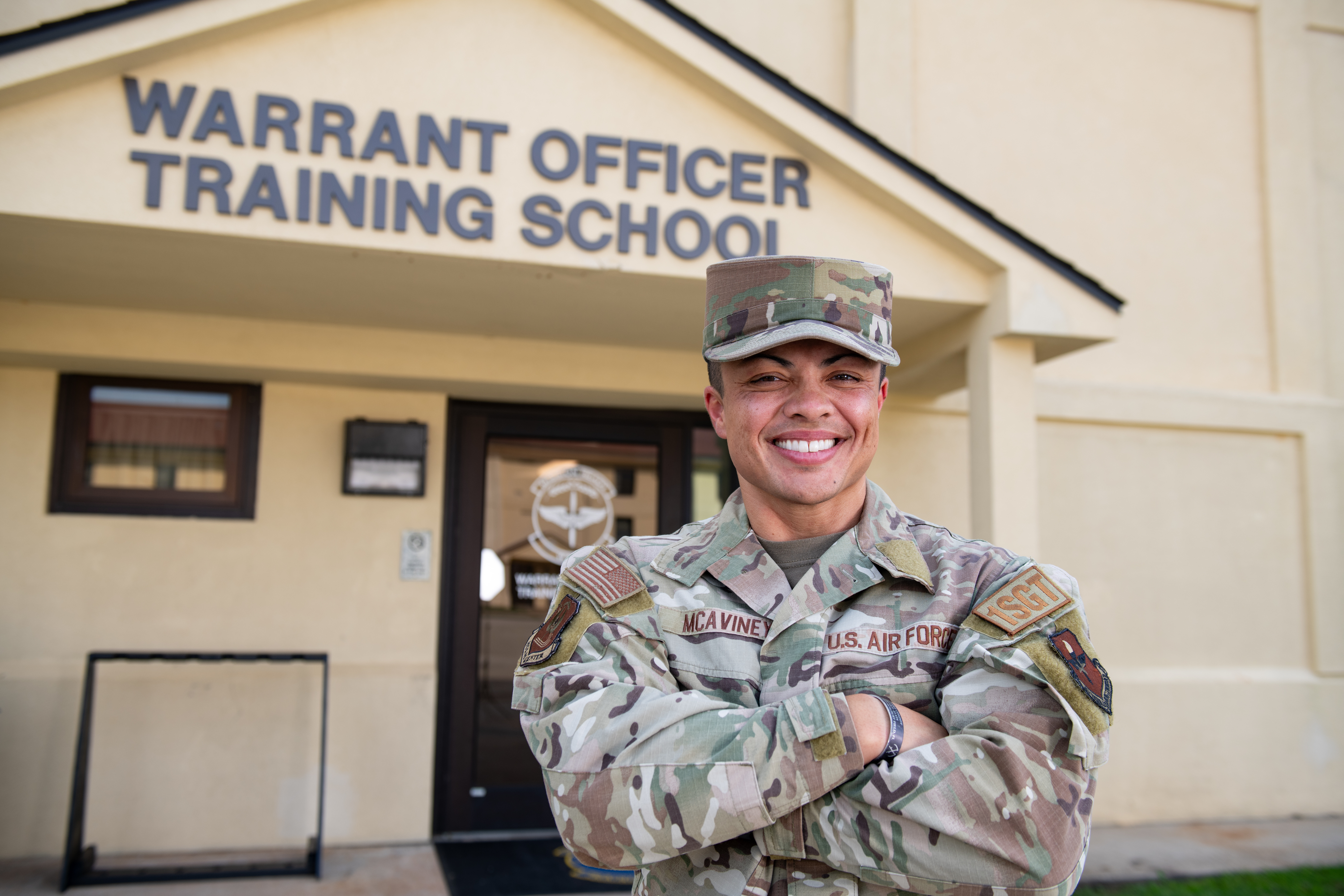 Senior Master Sgt. Kayleigh McAviney, Warrant Officer Training School (WOTS) operations superintendent, poses for a photo at Maxwell Air Force Base, Ala., Sept. 23, 2024. WOTS is a 40-day in-residence accessions program designed to educate and train candidates with specialized knowledge and technical skills on how to serve as technical advisors to command leadership. Upon graduation, the candidates become Warrant Officers who will address critical operational needs while maintaining highly perishable skills specific to their Air Force Specialty Codes. (U.S. Air Force photo by Tech. Sgt. Janiqua P. Robinson)