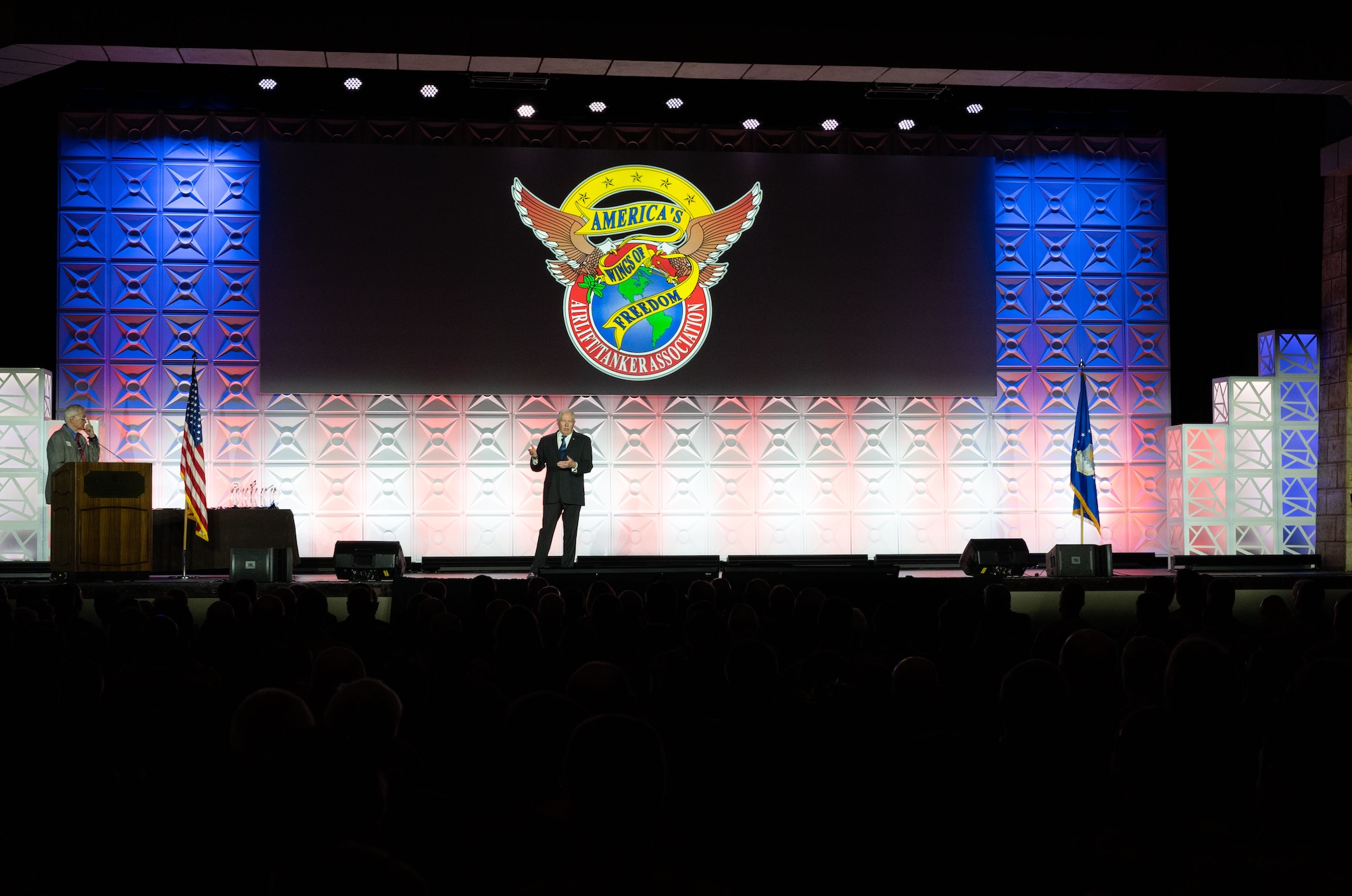 Secretary of the Air Force Frank Kendall addresses 1,000 Airmen, community leaders and industry partners during the 56th Annual Airlift/Tanker Association Symposium, Nov. 1, 2024, Grapevine, Texas. He discussed the U.S. Air Force's efforts to repoptimize for Great Power Competition and the need to modernize the force to better posture the Department of Defense to more effectively deter China. Summer 2025 stands as a testing ground for reoptimization as the Air Force and Air Mobility Command conduct major exercises in the Pacific, including Resolute Force Pacific (REFORPAC), Mobilty Guardian 2025, and several others. (U.S. Air Force photo by Staff Sgt. Dalton Williams)