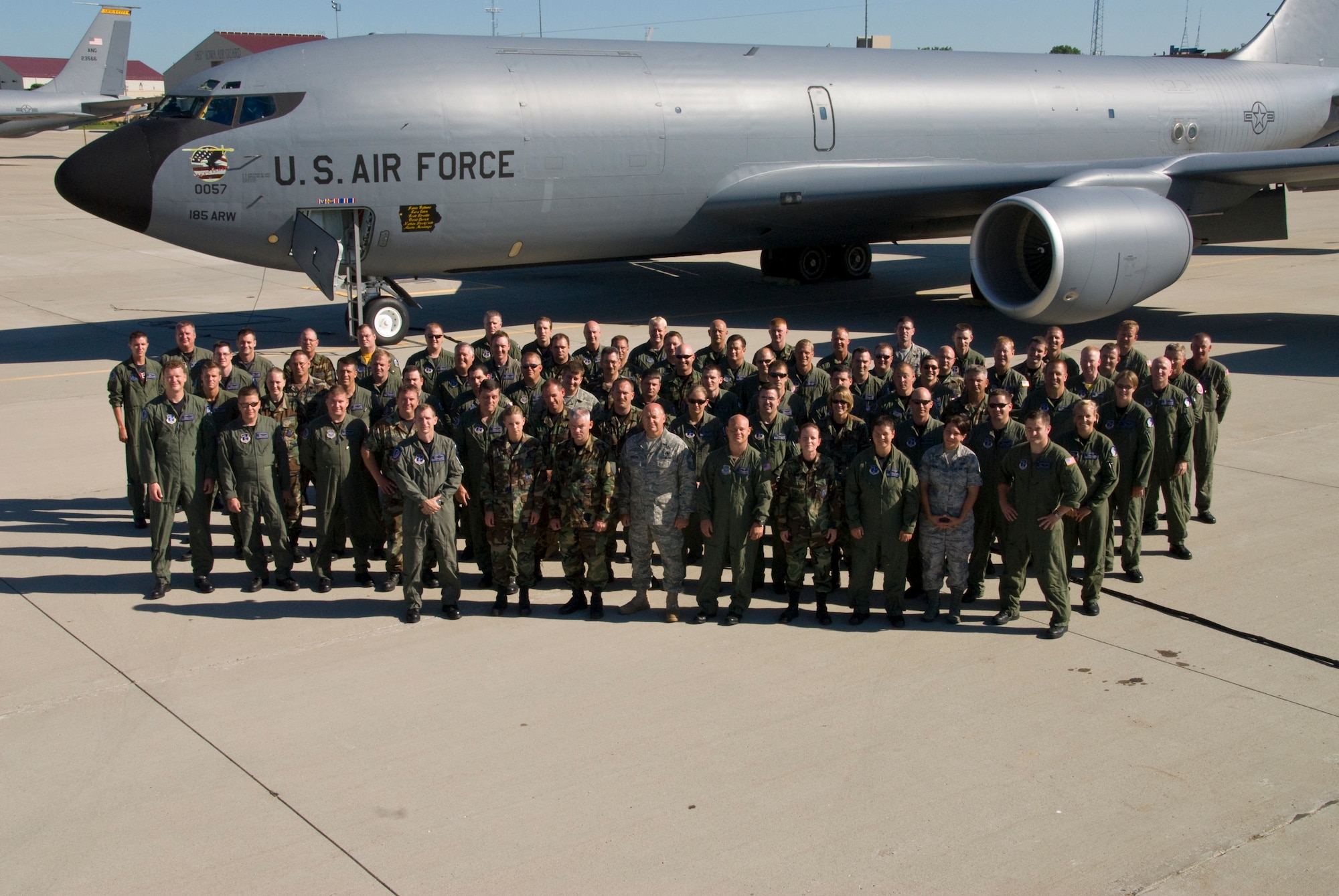 group photo with airplane