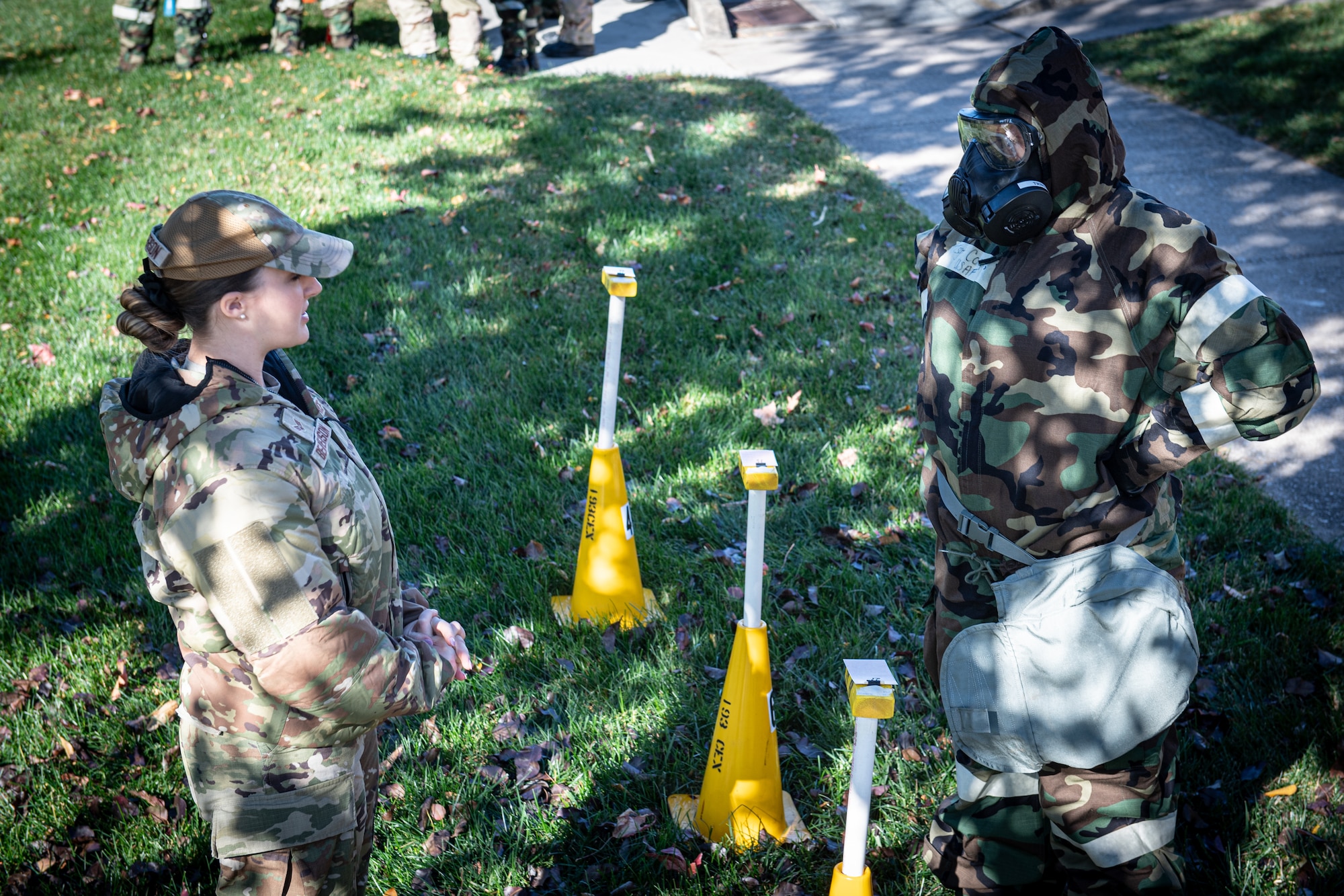A 193rd Special Operations Wing Airman evaluates M-8 paper during chemical, biological, radiological, nuclear and explosive (CBRNE) training at Middletown, Pennsylvania, Nov. 3, 2024.