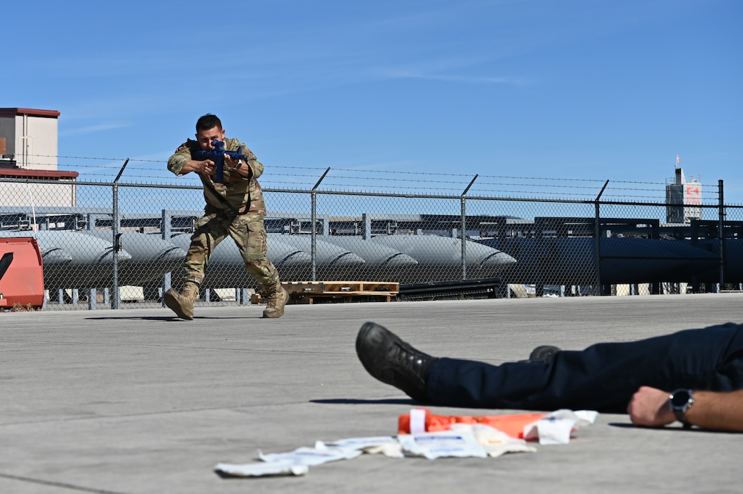 Airman with a fake weapon