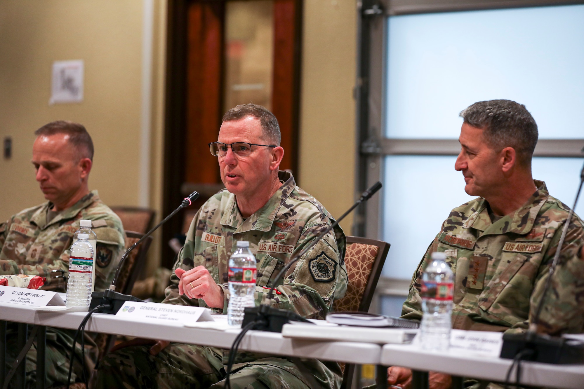 Gen. Gregory Guillot, Commander, North American Aerospace Defense Command and U.S. Northern Command, speaks with National Guard Adjutants General conference attendees at the Colorado National Guard’s 168th Regional Training Site, Fort Carson, Colorado, Oct. 29, 2024.