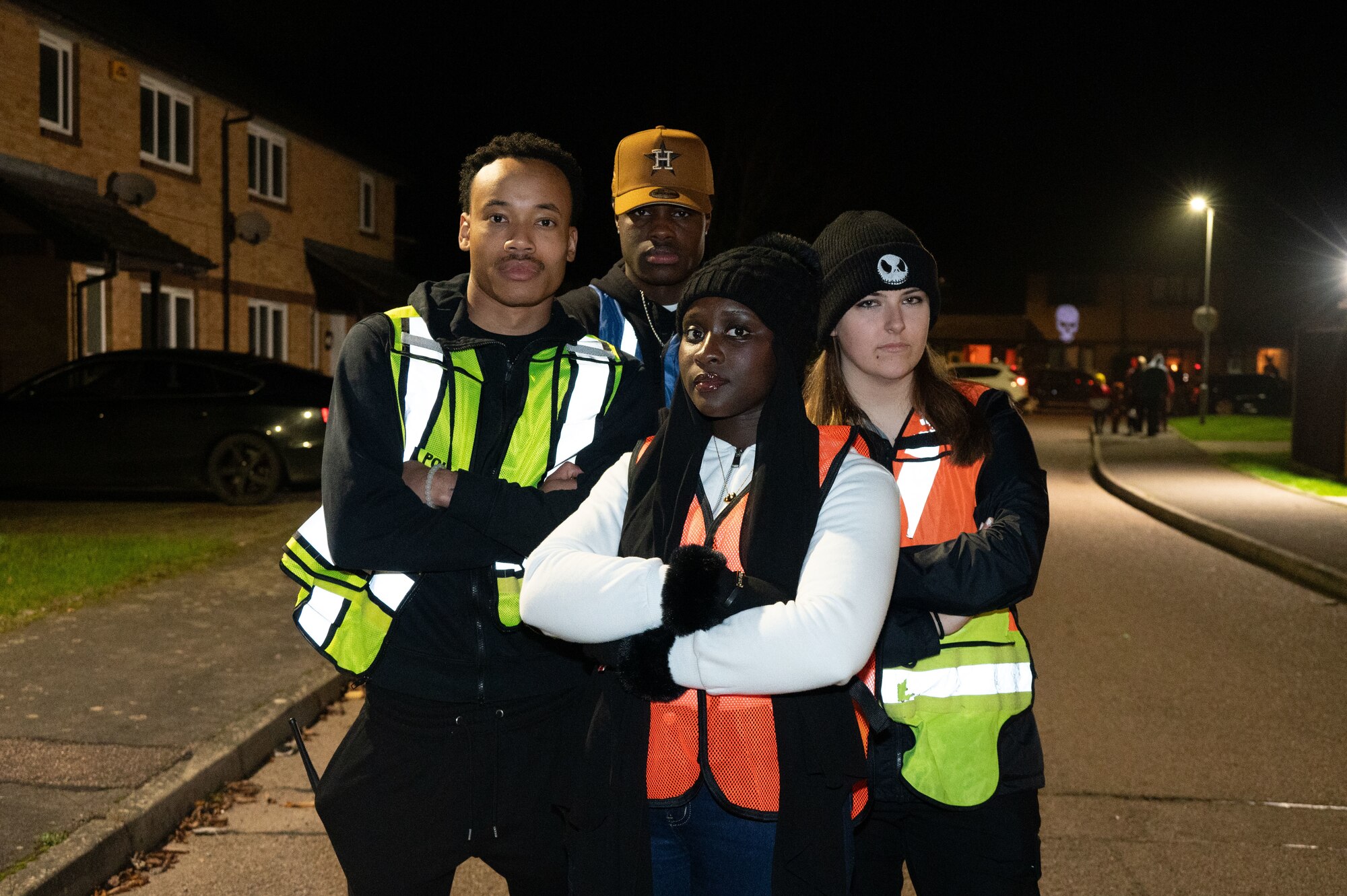 Security or “Pumpkin Patrol” volunteers pose for a group photo