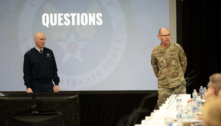 Two Airmen walk together
