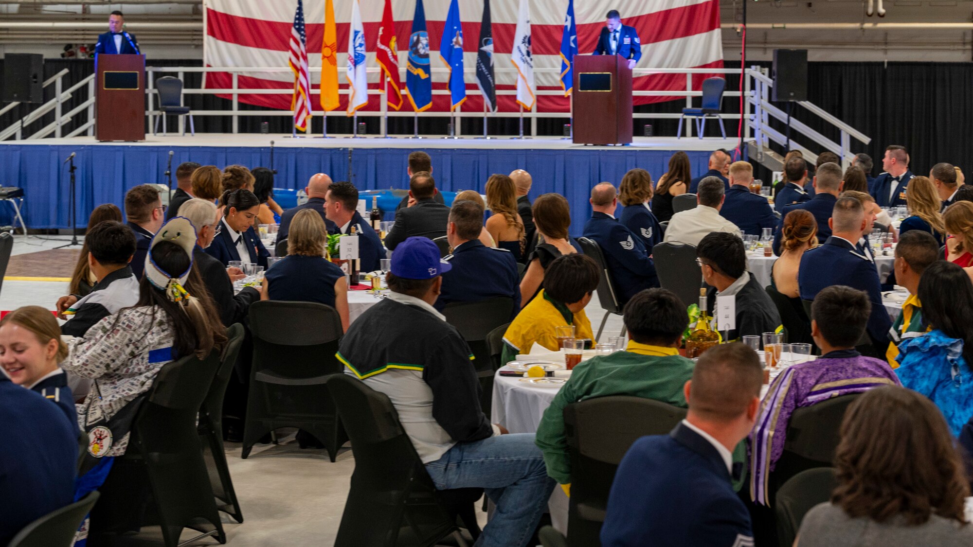 Members from the 49th Wing and community celebrate at the 2024 Holloman Air Force Ball at Holloman Air Force Base, New Mexico, Nov. 2, 2024.