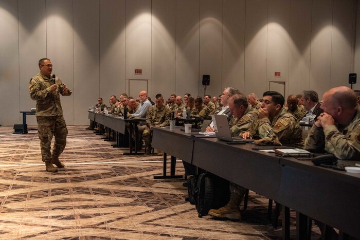 Colonel talking to group