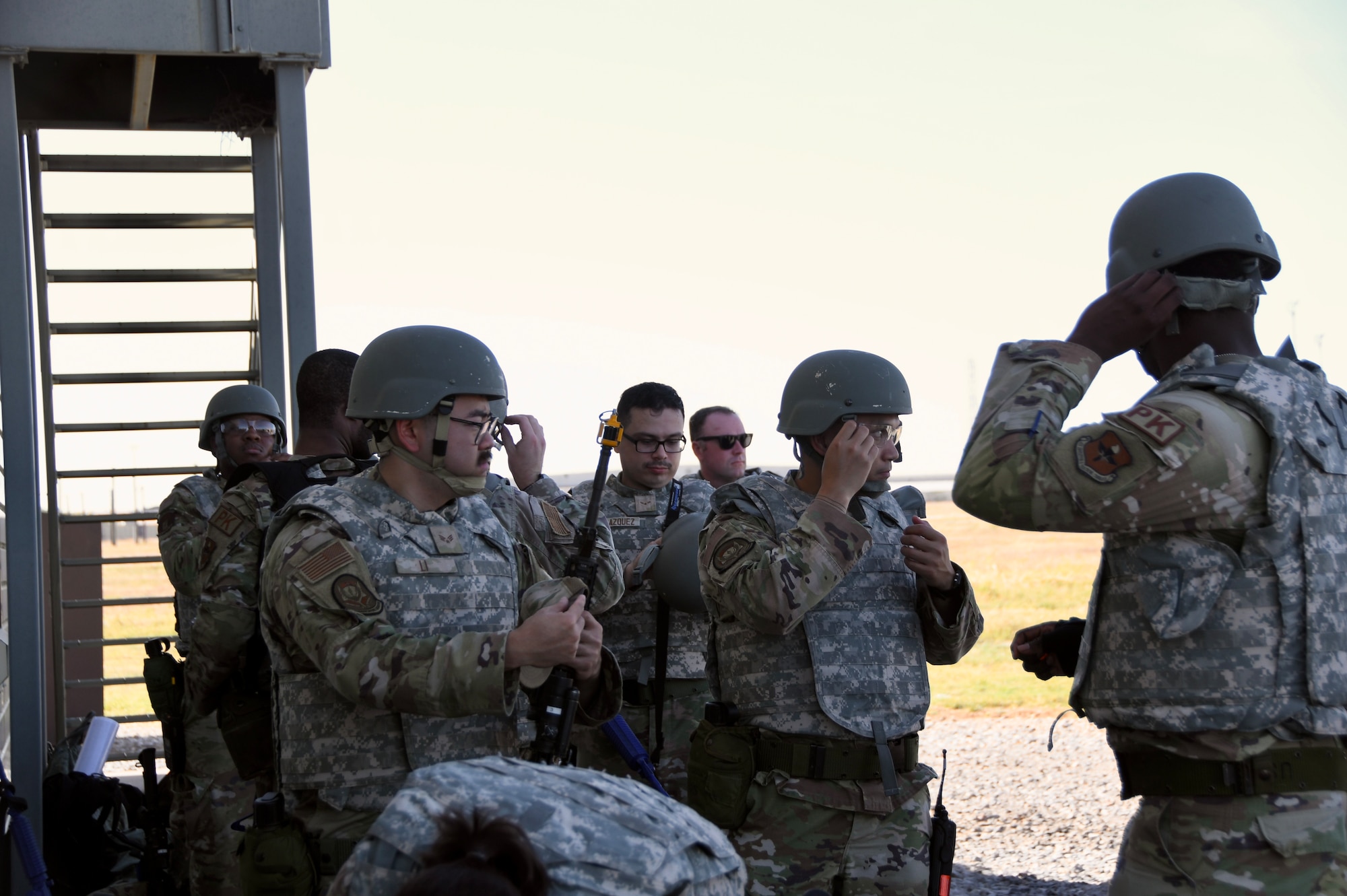 Airmen prepare their gear during a Mission Ready Airman exercise Oct. 21-24, 2024, at Sheppard Air Force Base, Texas.