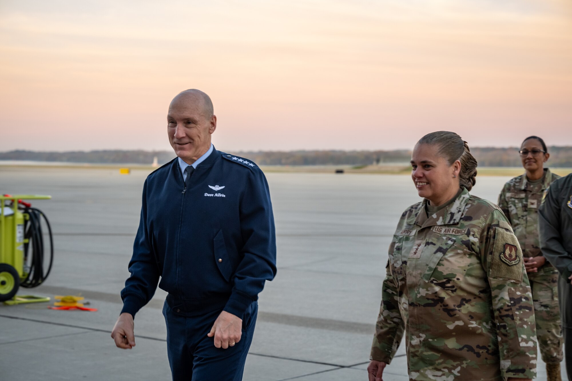 Two Airmen walk together