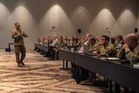 Colonel talking to group