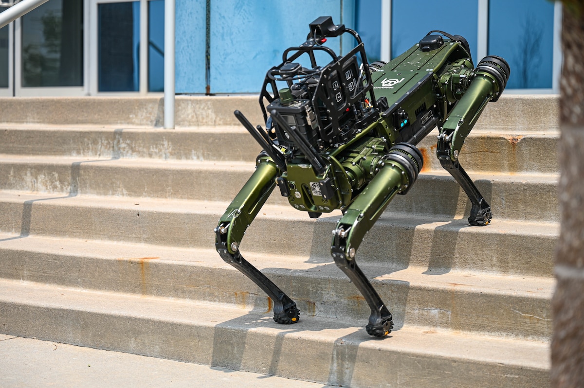 robotic dog climbs stairs