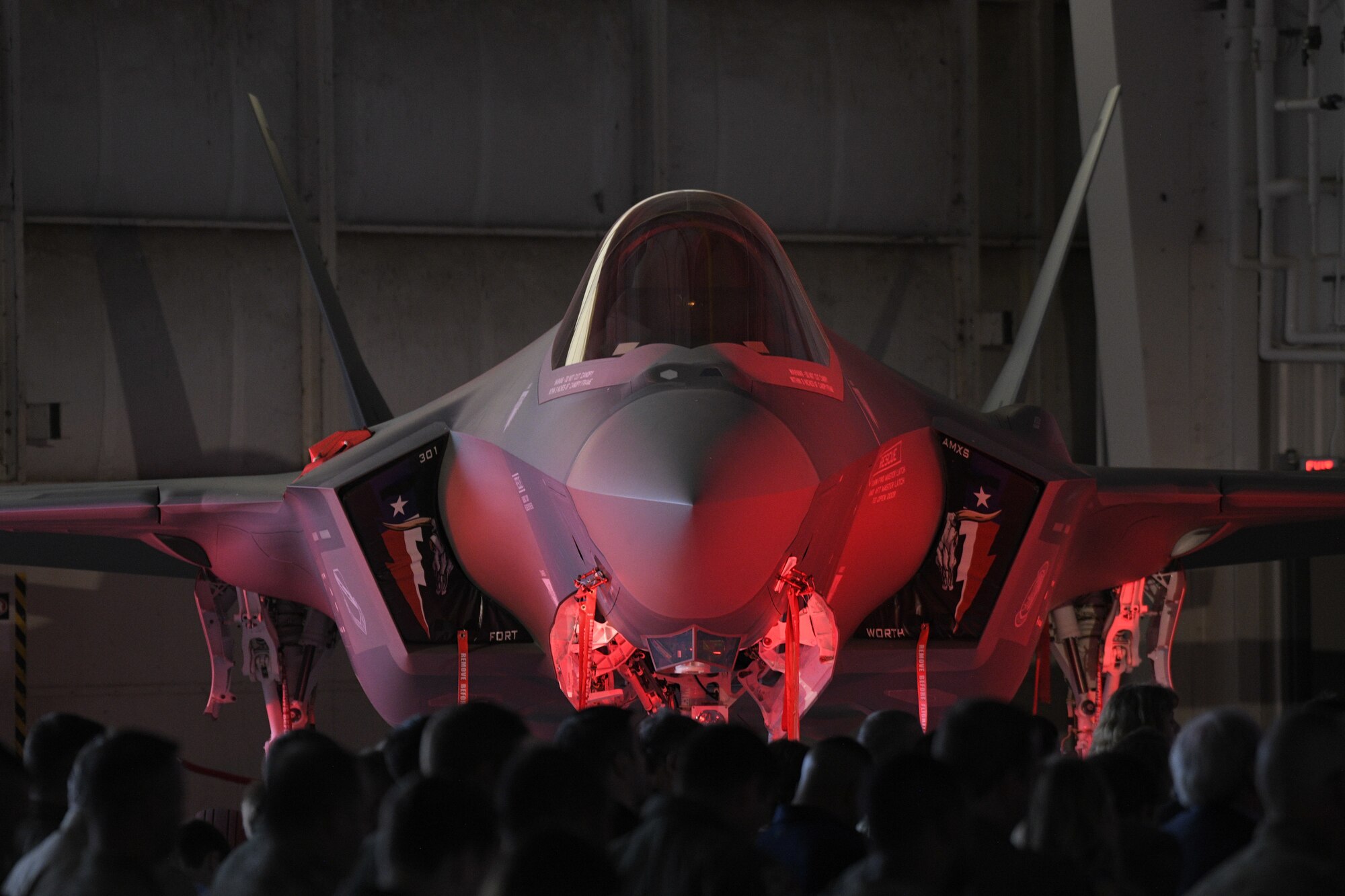 The new F-35A Lightning II aircraft sits on display at the F-35 Aircraft Arrival ceremony at Naval Air Station Joint Reserve Base Fort Worth on Nov. 2, 2024. The ceremony marks a new era for the wing with the arrival of the F-35A Lightning II, the most advanced, connected fighter aircraft in the world