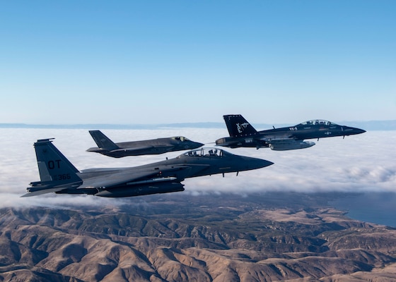 U.S. Navy and U.S. Air Force aircraft train during Gray Flag 2024.