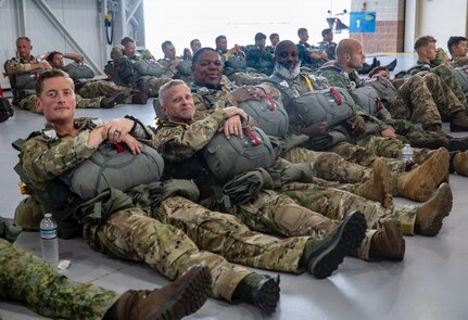 PEO Soldier’s Personnel Airdrop Team waits to jump at LeapFest 2024.