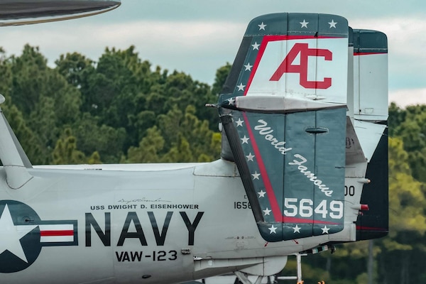 VAW-123 transfers two of their four E-2C Hawkeye aircraft to the Davis-Monthan Air Force Base.