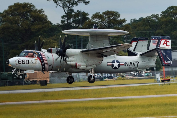 VAW-123 transfers two of their four E-2C Hawkeye aircraft to the Davis-Monthan Air Force Base.