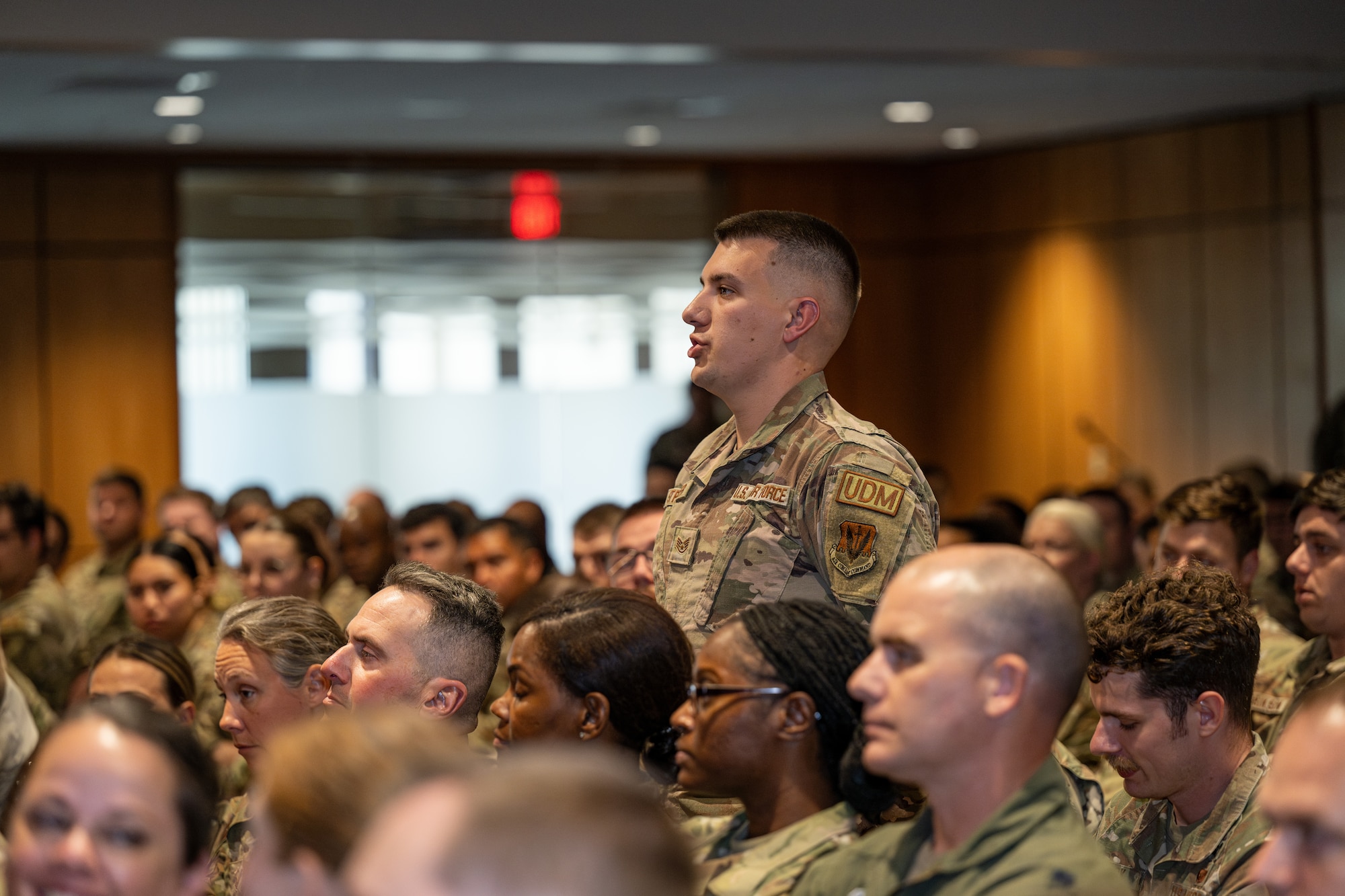 An airman asks a question