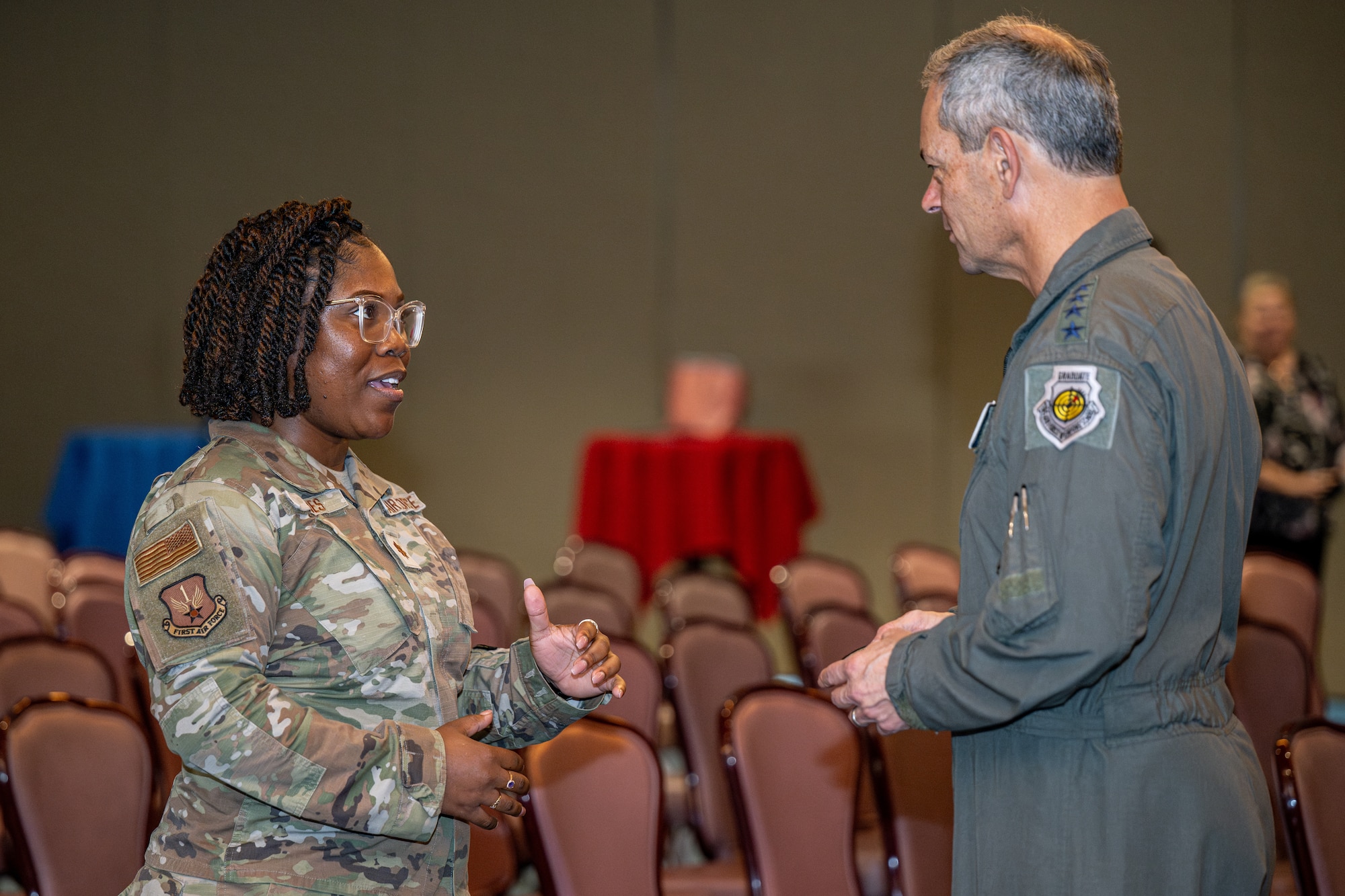 Airmen have a conversation