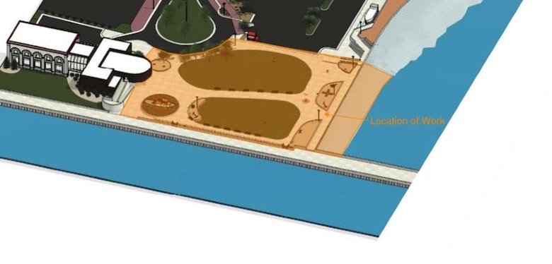 A plan to improve the Lake Superior shoreline near the U.S. Army Corps of Engineers' Lake Superior Maritime Visitor Center in Duluth, Minnesota is seen in this rendering. Work is schedule to begin in late November and continue through the 2025 construction season. (U.S. Army Corps of Engineers graphic)