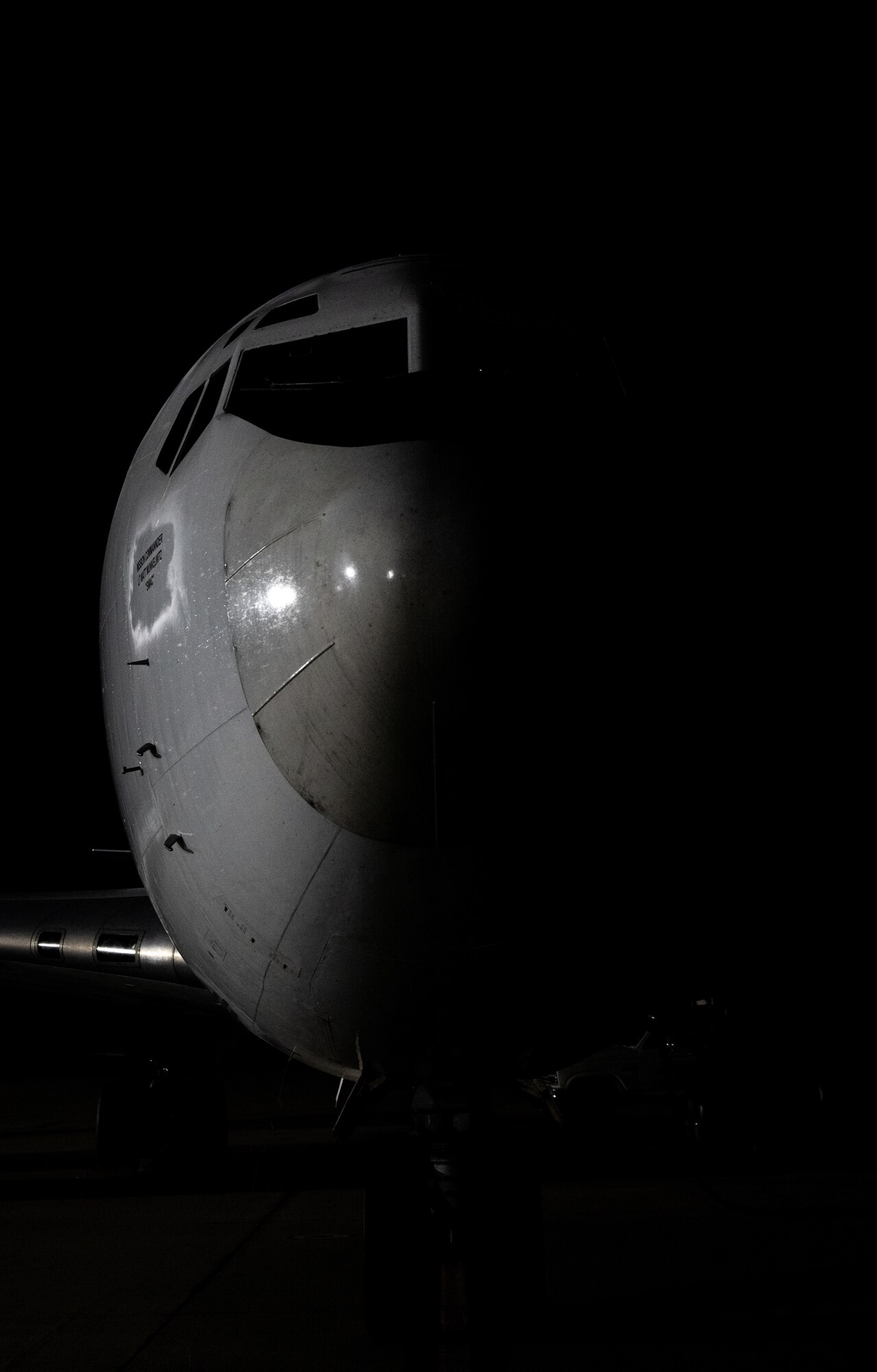 A U.S. Navy E-6B Mercury aircraft sits on the ramp prior to take-off Nov. 5, 2024, at Vandenberg Space Force Base, California. Airmen from the 625th Strategic Operations Squadron out of Offutt Air Force Base, Nebraska, were aboard the aircraft to demonstrate the reliability and effectiveness of the Air Launch Control System system. (U.S. Air Force photo by Airman 1st Class Alyssa Bankston)