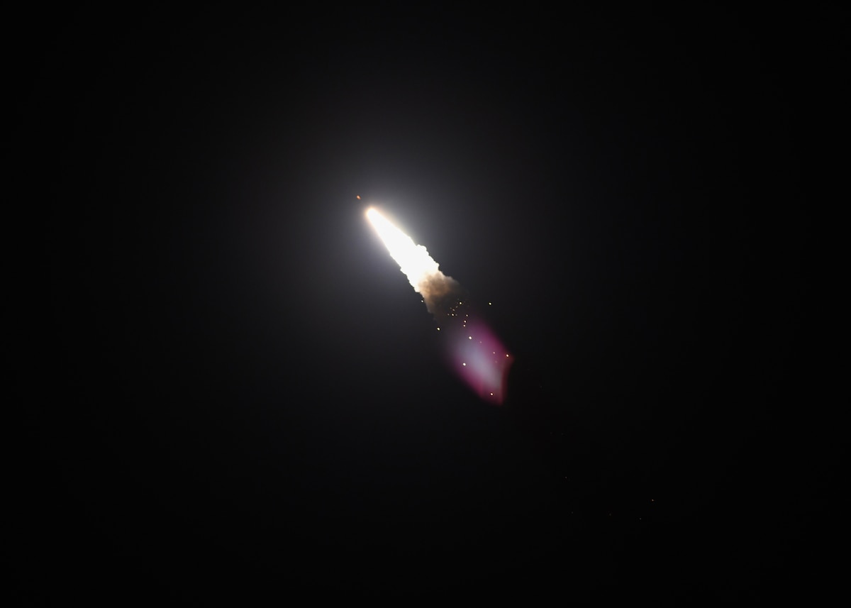 An unarmed Minuteman III Intercontinental Ballistic Missile launches during an operational test.