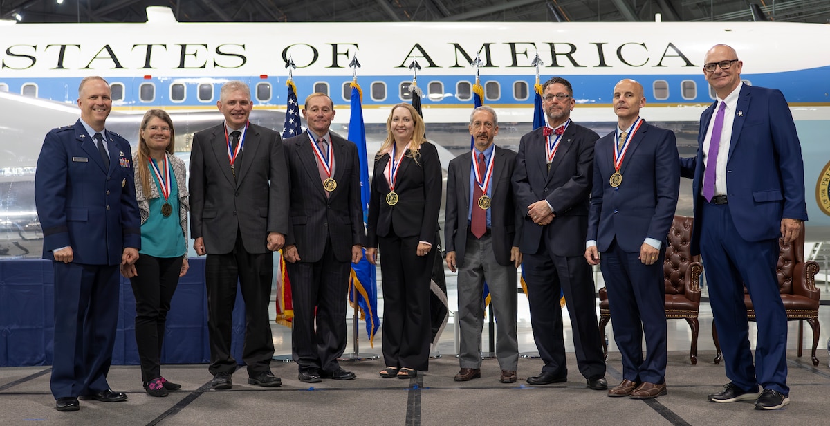 Honorees of the 2024 Air Force Research Laboratory, or AFRL, Fellows program are recognized during a ceremony at the National Museum of the United States Air Force in Dayton, Ohio, Oct. 24, 2024. The AFRL Fellows program acknowledges outstanding scientists and engineers who contributed significantly to the Department of the Air Force during their careers. (U.S. Air Force photo / Keith Lewis)