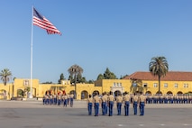 U.S. Marines with Delta Company, 1st Recruit Training Battalion, march in formation during a graduation ceremony at Marine Corps Recruit Depot San Diego, California, Nov. 1, 2024. Graduation took place at the completion of the 13-week transformation, which included training for drill, marksmanship, basic combat skills, and Marine Corps customs and traditions. (U.S. Marine Corps photo by Cpl. Alexander O. Devereux)