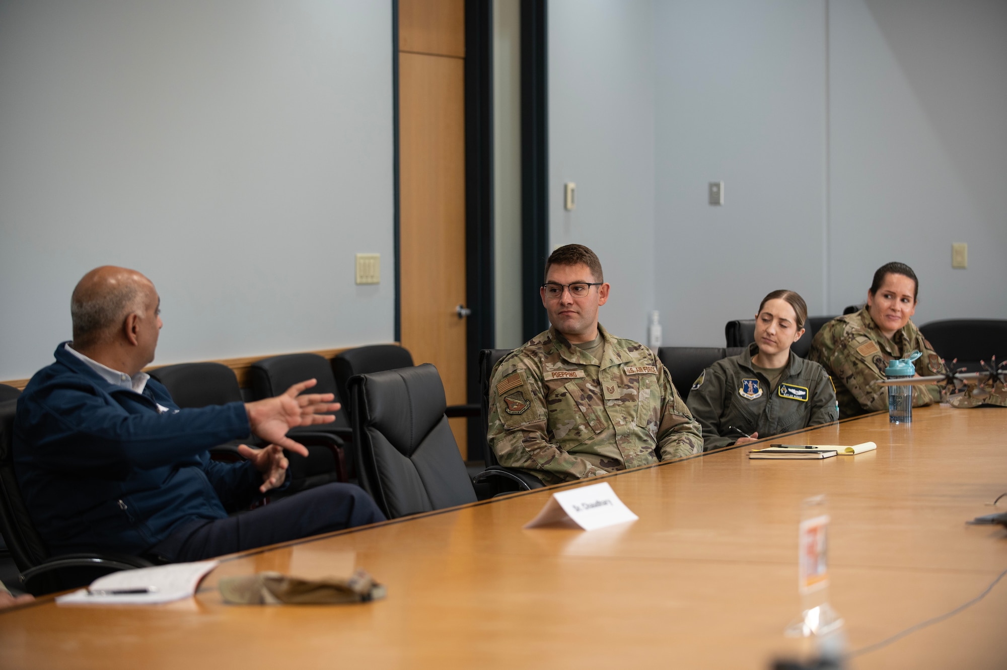 The Honorable Ravi I. Chaudhary, Assistant Secretary of the Air Force for Energy, Installations, and Environment, meets with U.S. Air Force Airmen from the 133rd Airlift Wing in St. Paul, Minn., Oct. 21, 2024.