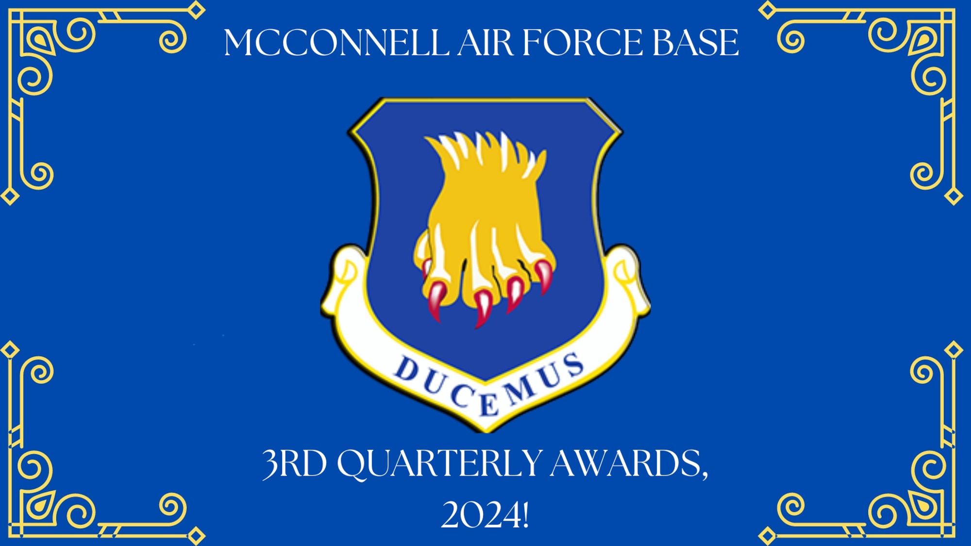 McConnell AFB 3nd Qtr. Awards 2024. (Air Force Graphic by Airman 1st Class Gavin Hameed)
