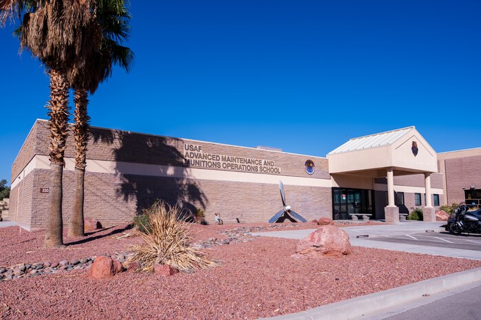 The outside of the Advanced Maintenance and Munitions Operations School building.