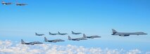 Fighter aircraft from the U.S., Japan, and the Republic of Korea conduct a trilateral escort flight of U.S. bombers operating in the Indo-Pacific, Nov. 3, 2024.