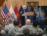 A man at a podium.