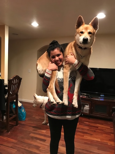 Alejandra Ortega Mejia with her dog Nacho