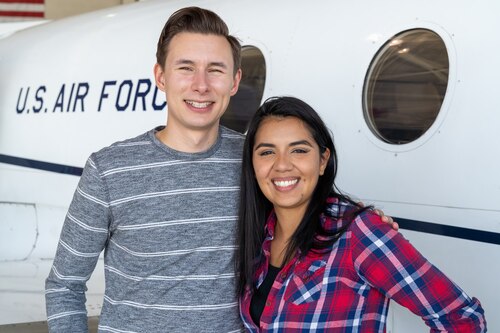 Alejandra Ortega Mejia poses for a photo with her husband.