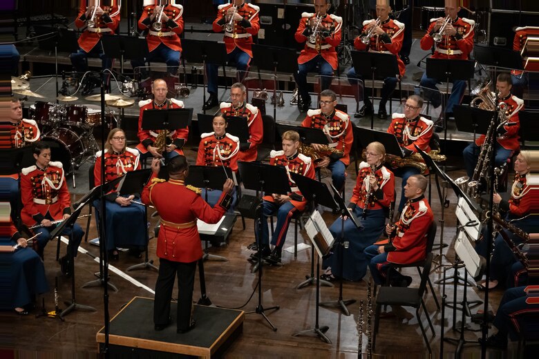 U.S. Marine Corps Lt. Col. Ryan Nowlin, Director of "the President's Own" United States Marine Band and a Broadview Heights, Ohio native, conducts songs from their 2024 National Concert Tour. “The President’s Own” United States Marine Band’s mission is to perform music for the President of the United States and the Commandant of the Marine Corps. Founded in 1798 by an Act of Congress, the Marine Band is America’s oldest continuously active professional musical organization. (U.S. Marine Corps photo by Cpl. Luis A. Ponce Alavez Jr.)