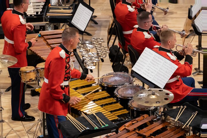 Marines in "The President's Own" United States Marine Band perform at the 2024 National Concert Tour on October 22, 2024, in Ogden, Utah. “The President’s Own” United States Marine Band’s mission is to perform music for the President of the United States and the Commandant of the Marine Corps. Founded in 1798 by an Act of Congress, the Marine Band is America’s oldest continuously active professional musical organization. (U.S. Marine Corps photo by Cpl. Luis A. Ponce Alavez Jr.)