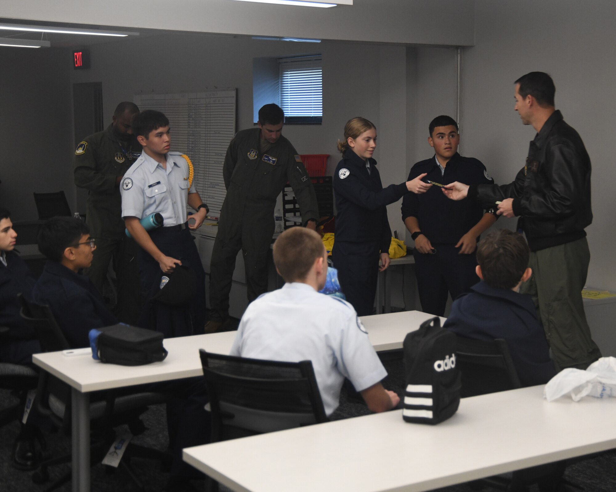 Air Force JROTC cadets from Deep Run High School in Glen Allen, Va., participate in an orientation flight with the 459th Air Refueling Wing on Oct. 29, 2024. (U.S. Air Force photo by Lt. Col. Timothy Smith)