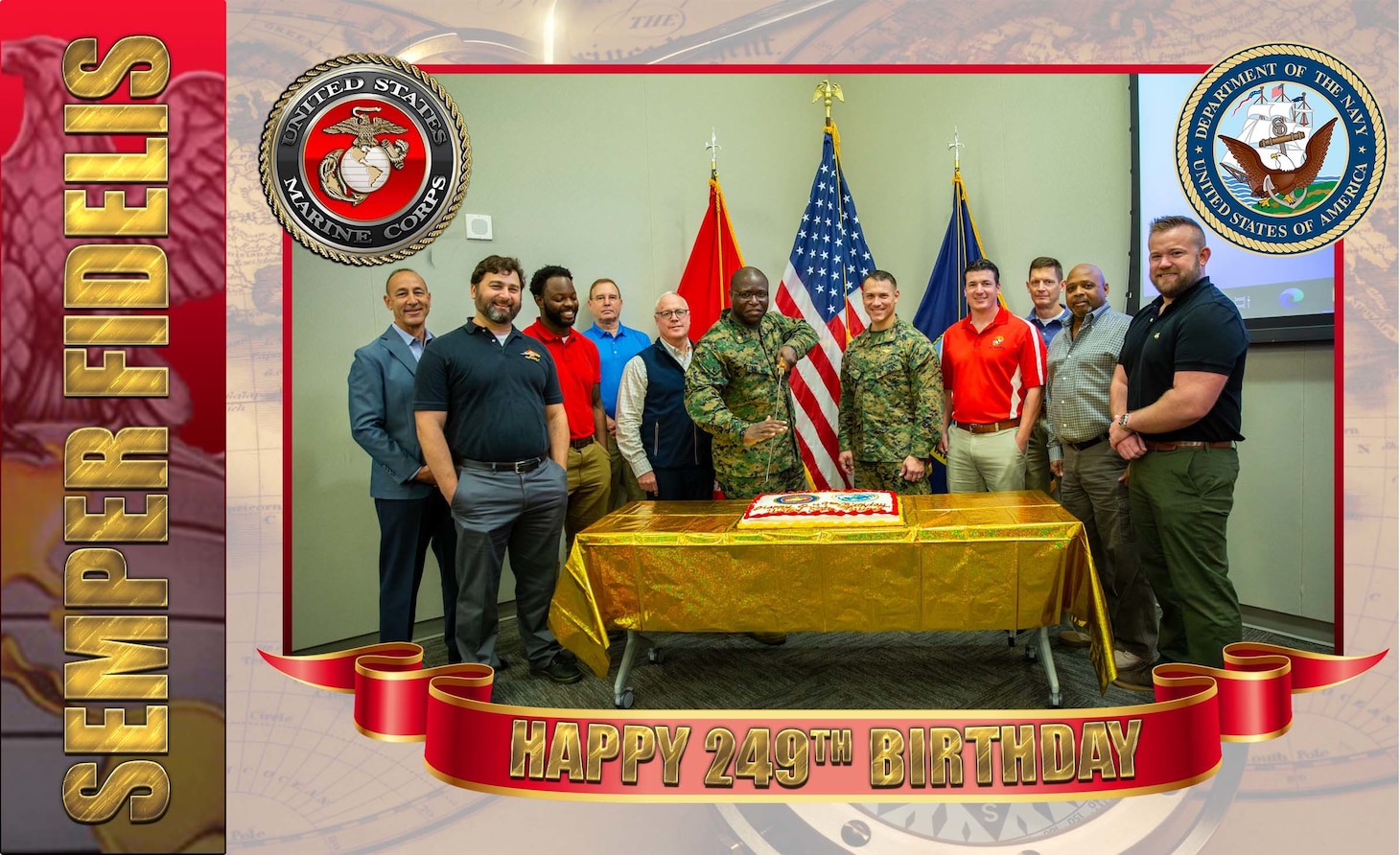 USMC 249th birthday cake cutting