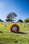 A wreath lays upon the headstone of former Sergeant Major of the Marine Corps, Sgt. Maj. Leland D. Crawford, at Fort Rosecrans National Cemetery, San Diego, California, Nov. 10, 2024. The wreath laying ceremonies are a continuing part of the Marine Corps birthday tradition and honor the service to Corps and Country. (U.S. Marine Corps photo by Cpl. Francisco Angel)