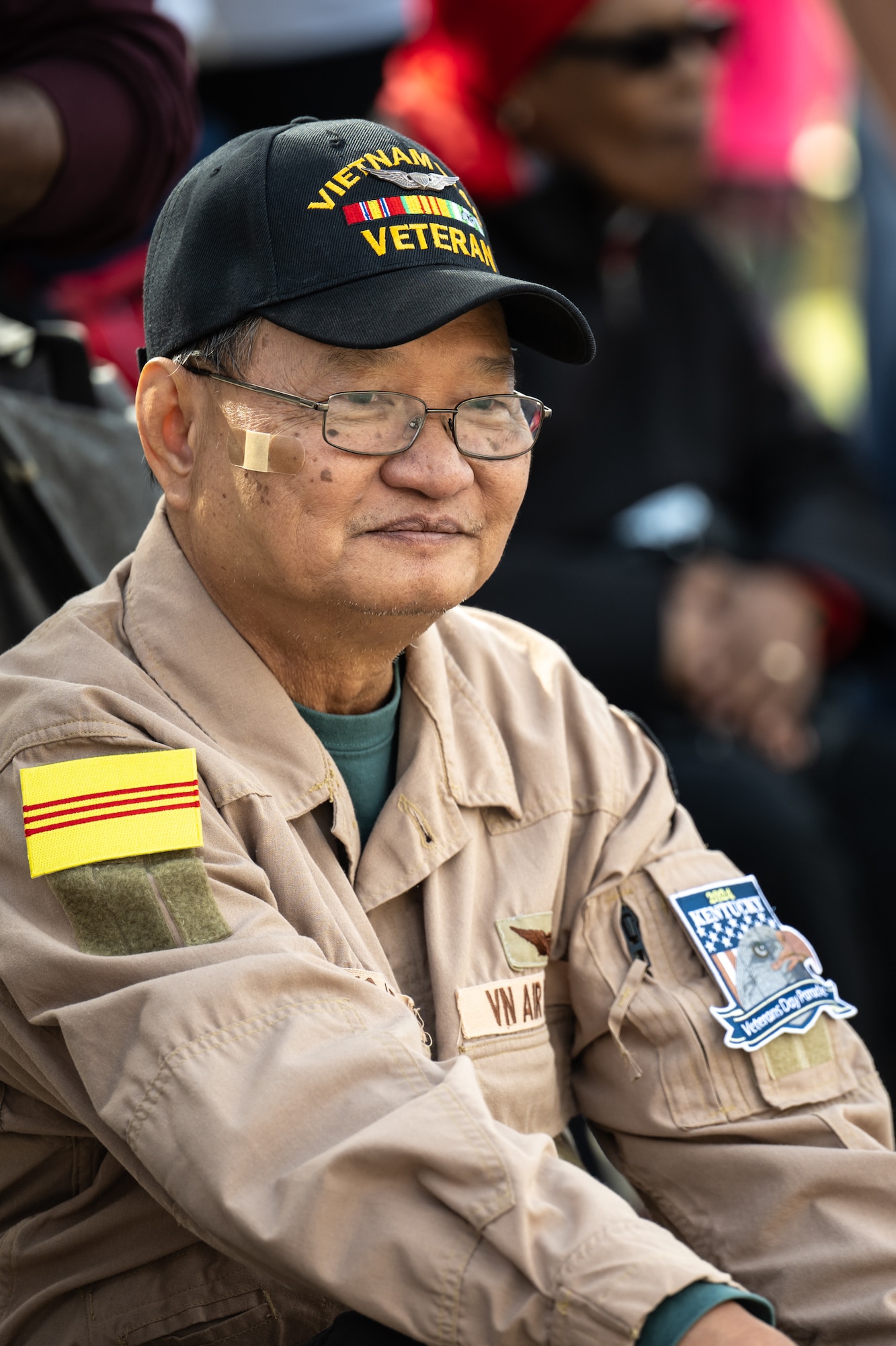 Thousands of spectators lined Jefferson Street in downtown Louisville, Ky., Nov. 9, 2024, for the city’s annual Veterans Day Parade and Massing of the Colors, including veterans of the South Vietnamese military. The event featured appearances by more than 50 organizations, including the Kentucky Air National Guard and its Mini C-130 Hercules scale replica. (U.S. Air National Guard photo by Dale Greer)