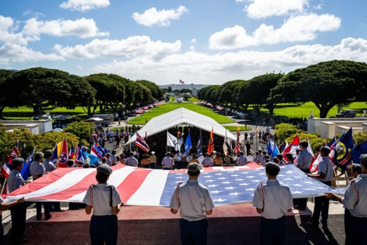 Service members, veterans, and community leaders came together from across Oahu to celebrate Veterans Day at the National Memorial of the Pacific, Hawaiʻi, Nov. 11, 2024. First observed by President Woodrow Wilson as Armistice Day in 1919 to mark the end of World War I, the holiday was renamed Veterans Day in 1954 by President Dwight D. Eisenhower to honor all U.S. veterans.